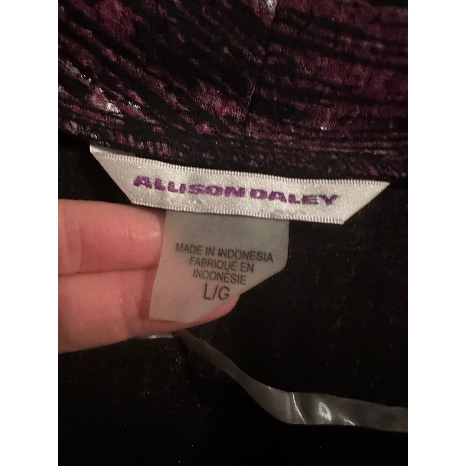 Other Allison Daley Womens 3/4 Sleeve Purple Striped Open Cardigan Size L / US 10 / IT 46 - 8 Thumbnail
