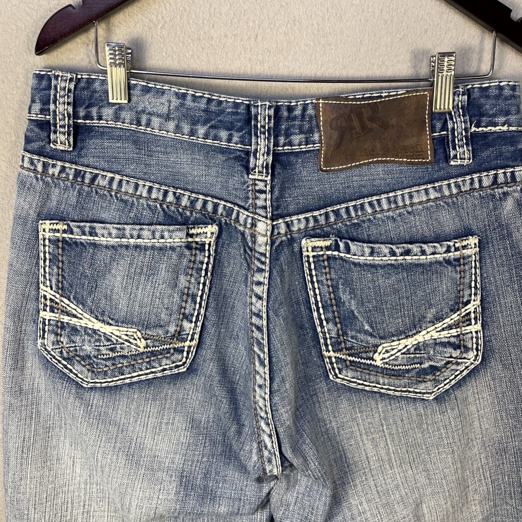 Denime Rock & Roll Cowboy Jeans 34x29 Mens Blue Denim Straight Relaxed Mid Rise 5-Pocket Denim Cotton Jeans Size US 34 / EU 50 - 4 Thumbnail