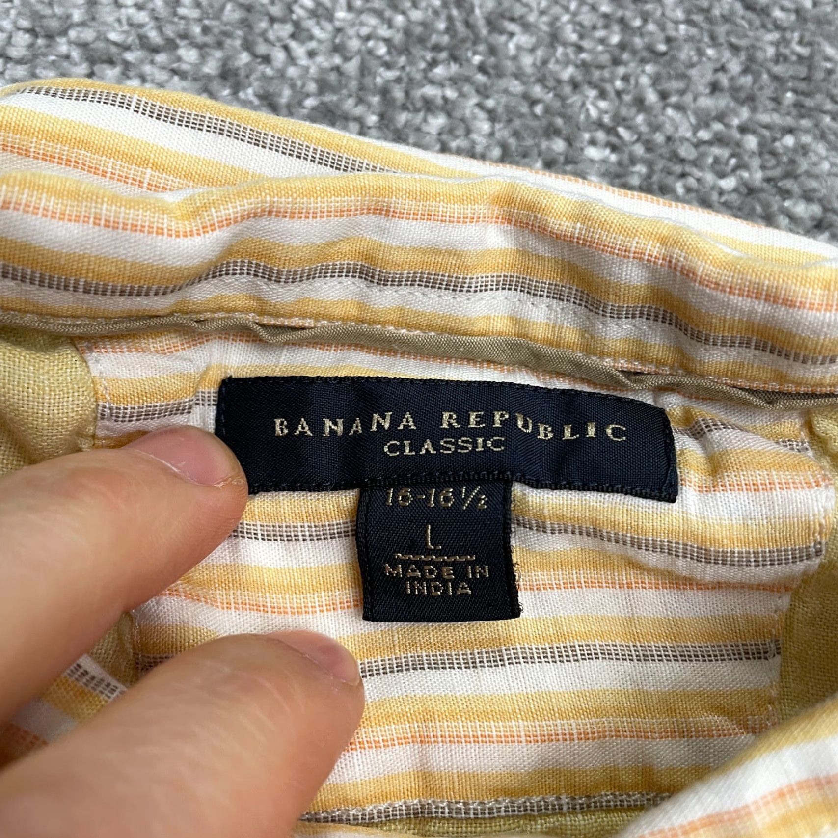 Banana Republic Banana Republic Classic Dress Shirt Mens L Yellow Striped Linen Blend Casual Shirt Size US L / EU 52-54 / 3 - 3 Thumbnail
