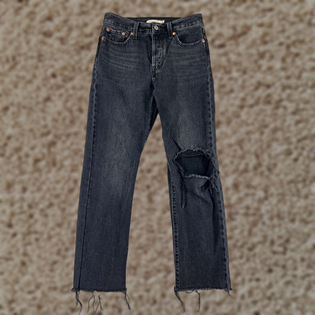 Levi's Levi's Wedgie Fit Jeans Womens 26x26 Black Denim 500 Series Stretch Straight Vintage: No Size 26" / US 2 / IT 38 - 1 Thumbnail