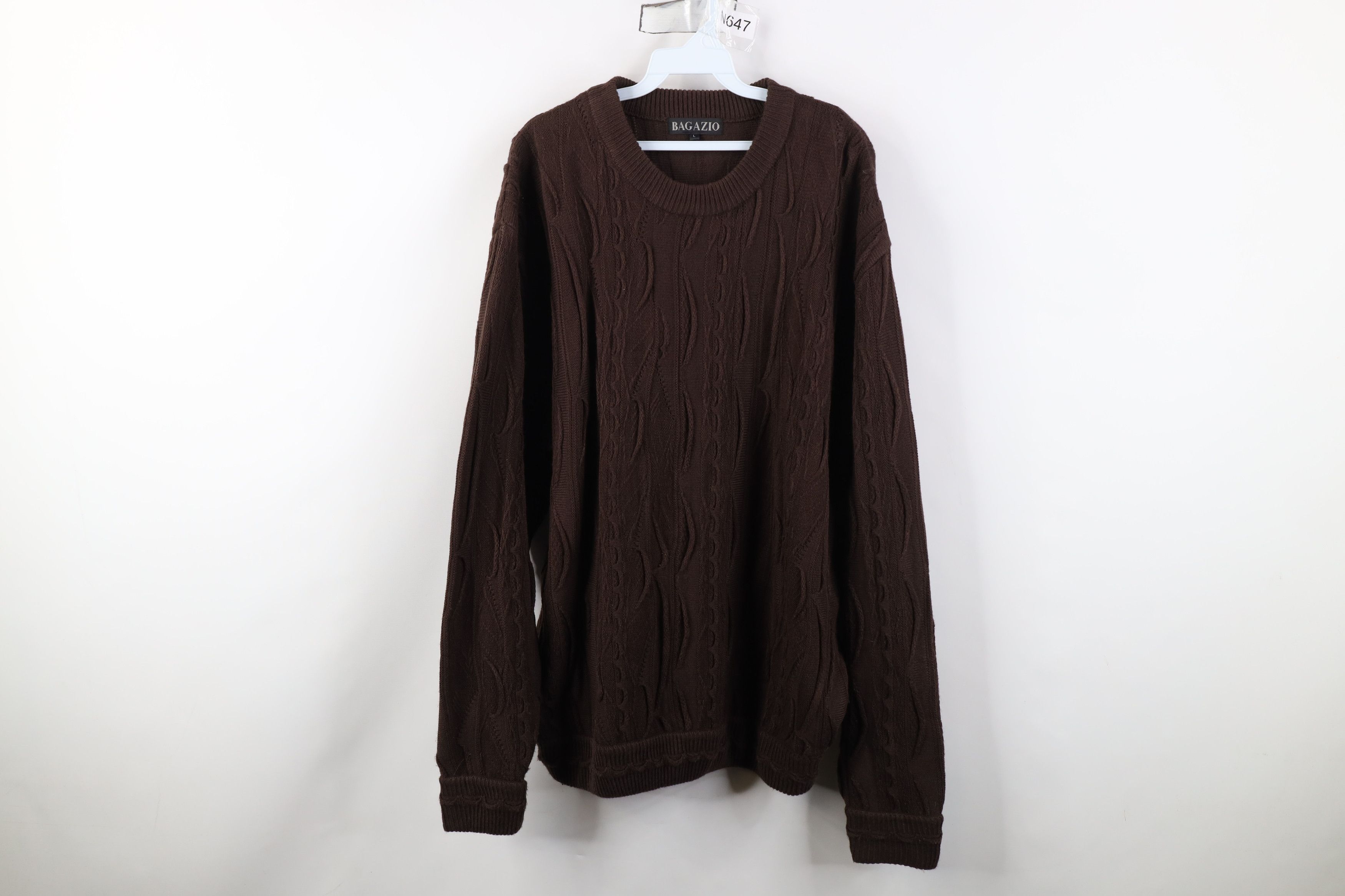 Vintage Vintage 90s Y2K Coogi Style Textured Knit Sweater Brown Size US L / EU 52-54 / 3 - 1 Thumbnail