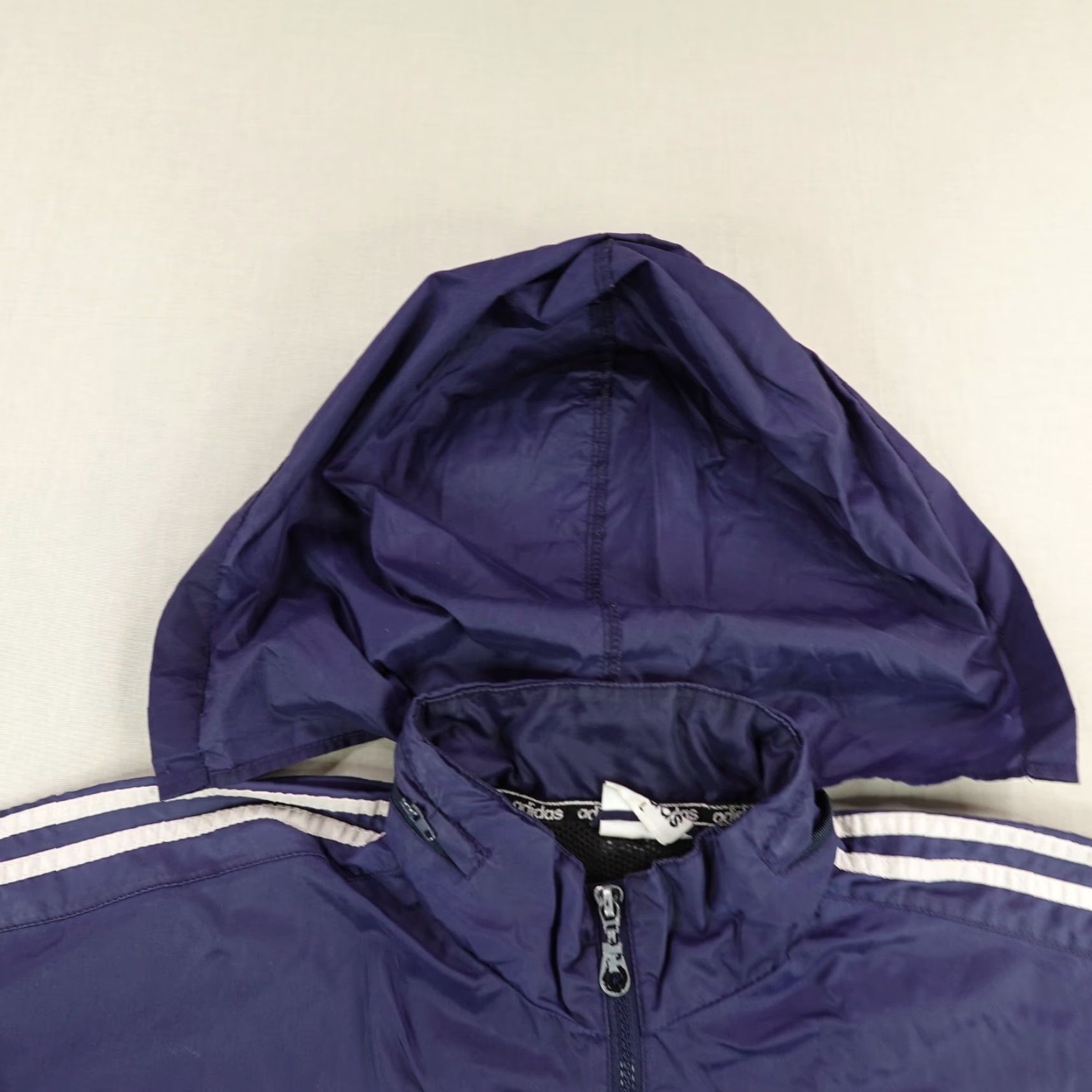 Adidas VINTAGE Adidas Windbreaker Jacket Mens Large Blue 90s Lightweight Hooded Sports Size US L / EU 52-54 / 3 - 2 Thumbnail