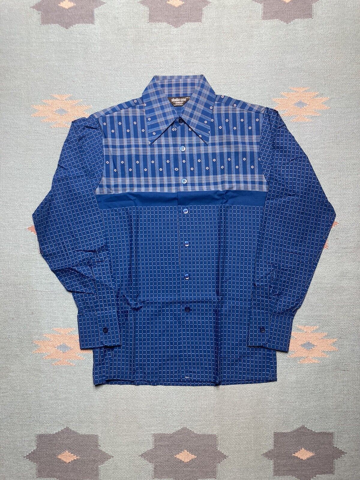 Vintage Vtg 1970s button shirt campus DEADSTOCK dagger collar small Size US S / EU 44-46 / 1 - 2 Thumbnail