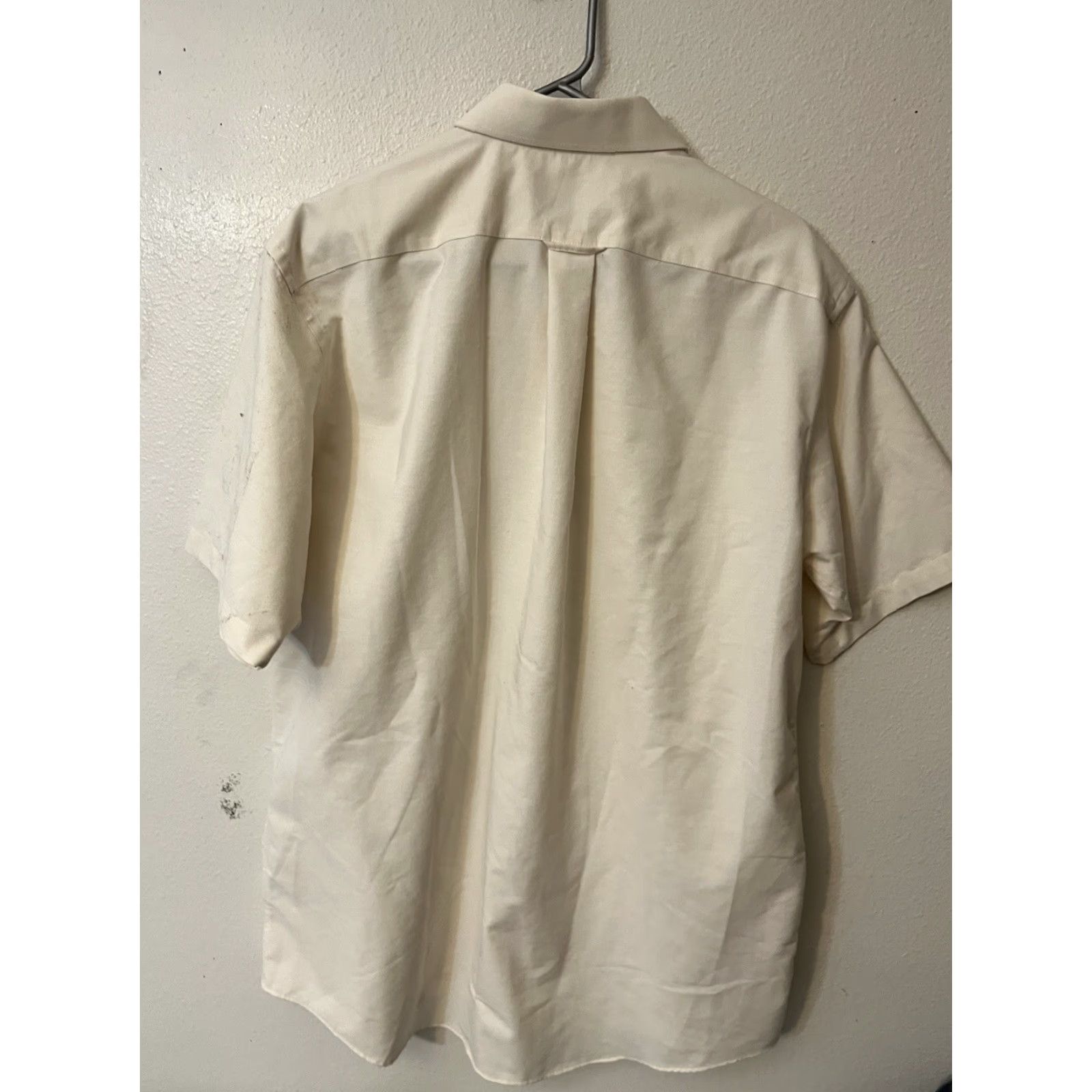 Stafford Stafford Shirt Men 17 Cream Beige Check Wrinkle-Free Athletic Fit Short Sleeve Button-Up Casual Dock Pocket Size US XL / EU 56 / 4 - 3 Thumbnail