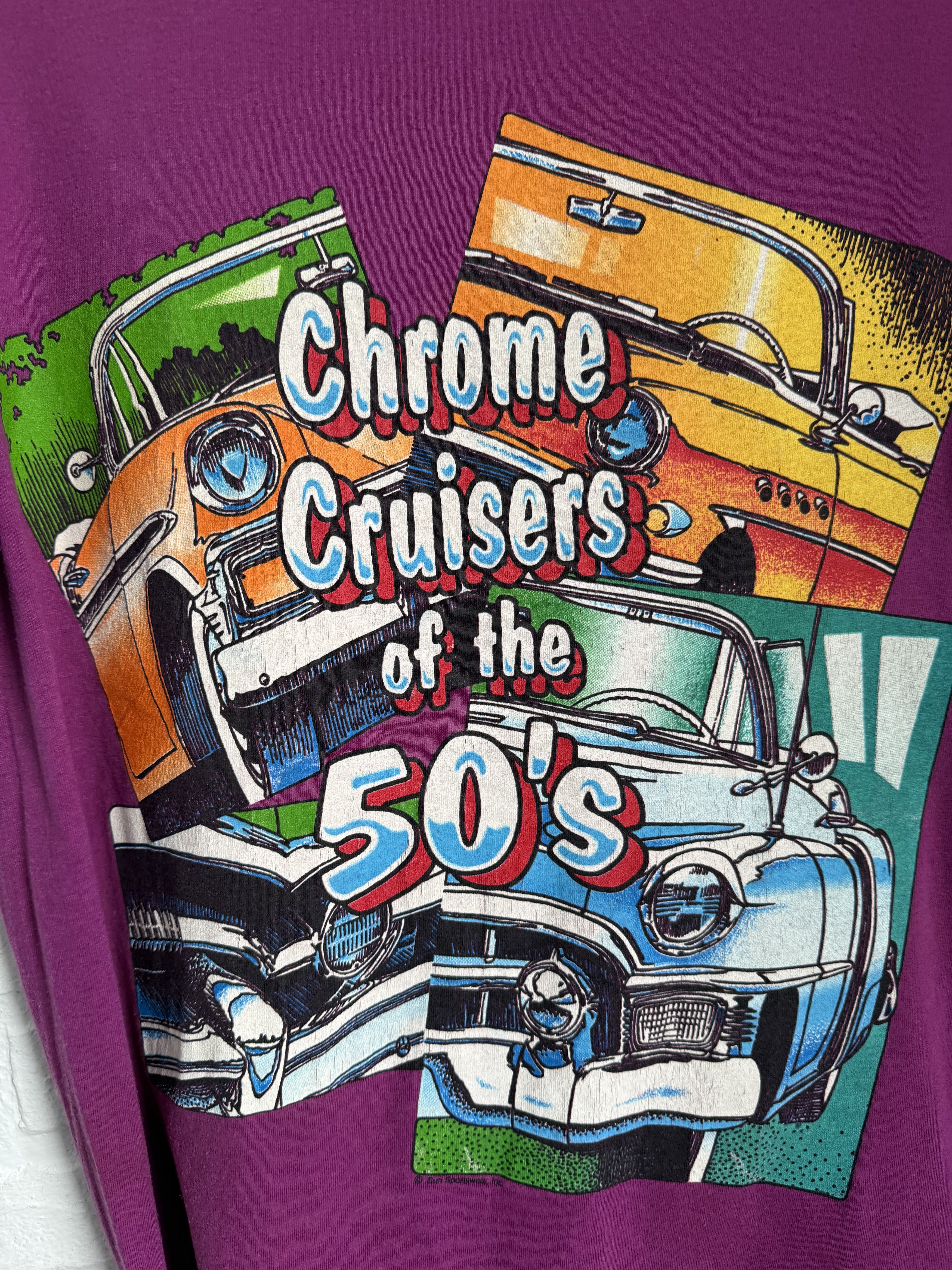 Vintage Vintage 90s Chrome Cruisers racing cars 50’s t-shirt Size US L / EU 52-54 / 3 - 2 Thumbnail