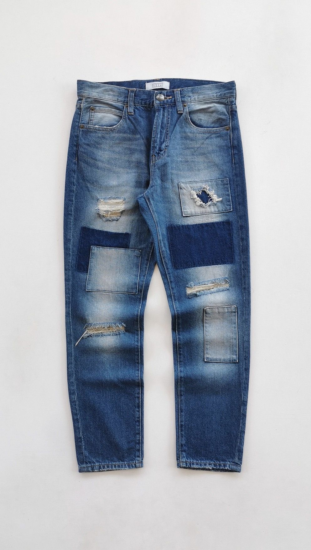 Japanese Brand Lowry Farm Japan Patchwork Ankle Denim Jeans Size 29" - 3 Thumbnail