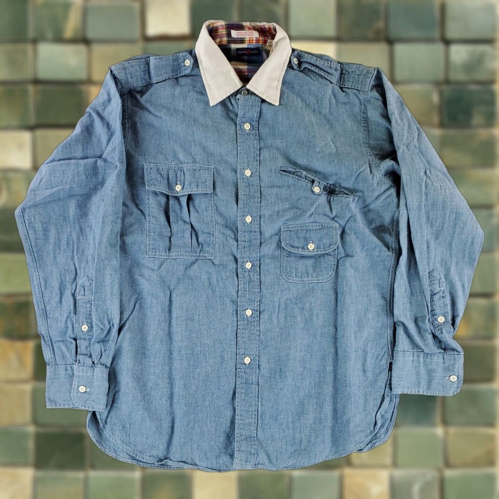Vintage VINTAGE Cross Roads Crossroads Chambray Button Up Shirt Long Sleeve Blue L Mens Size US L / EU 52-54 / 3 - 1 Thumbnail