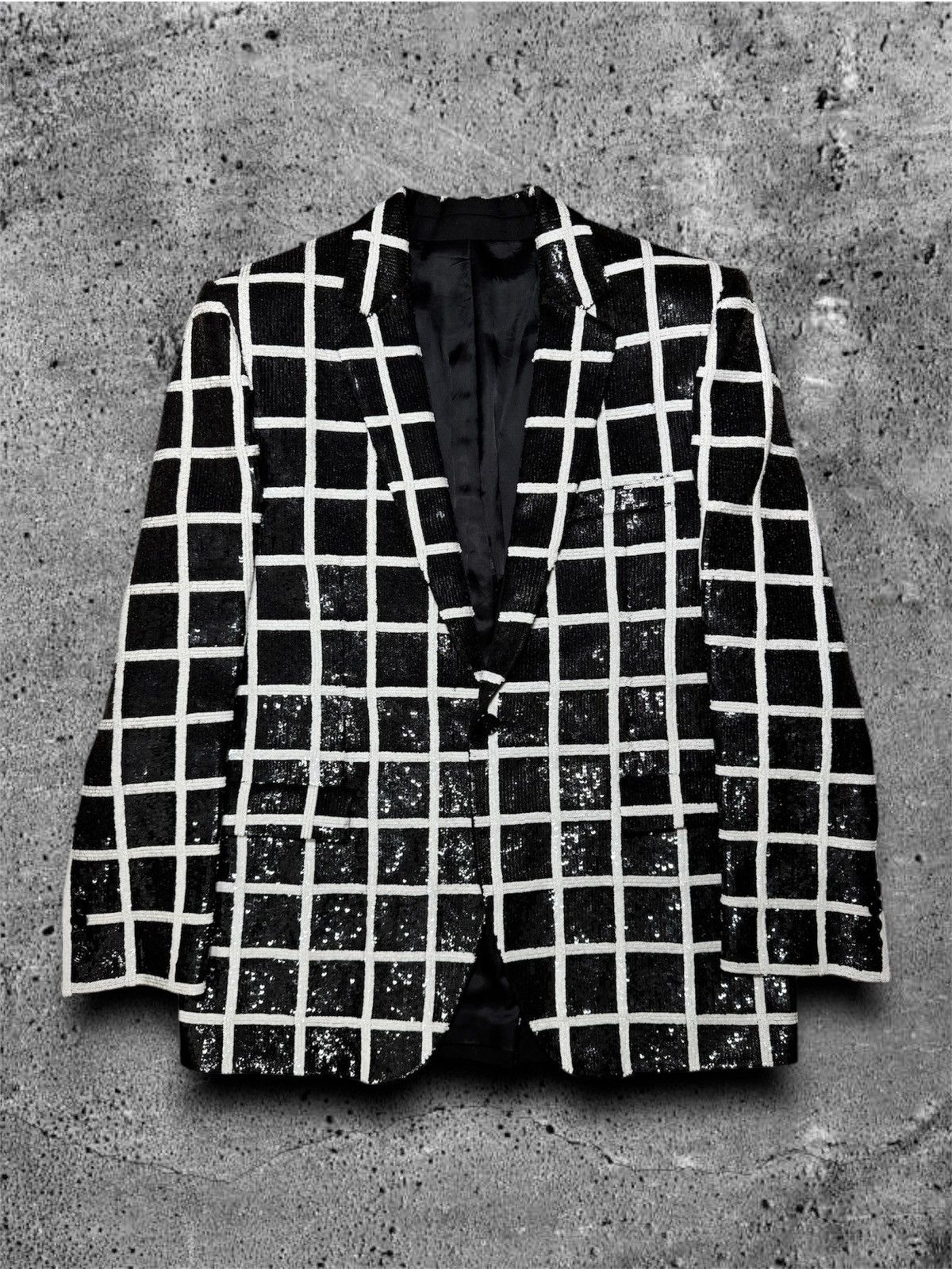 Celine × Hedi Slimane CELINE BY HEDI SLIMANE “FW19 ALLOVER BRODEE CARREAUX JACKET” Size 46R - 1 Thumbnail