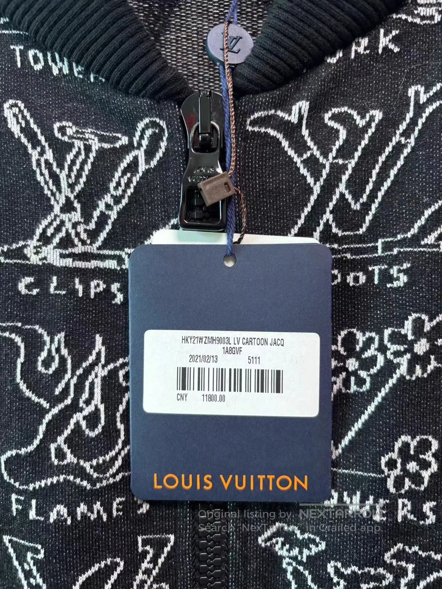 Louis Vuitton Black Printed Bomber Jacket with White Graphics. Size US XXL / EU 58 / 5 - 8 Thumbnail