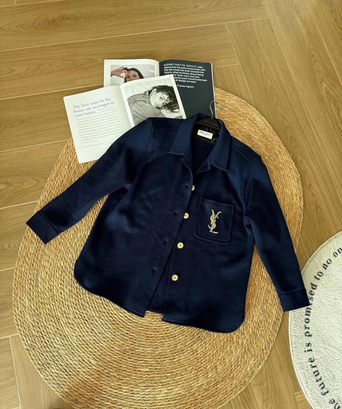 Yves Saint Laurent YSL Logo Embroidered Shirt Jacket Size S / US 4 / IT 40 - 1 Thumbnail