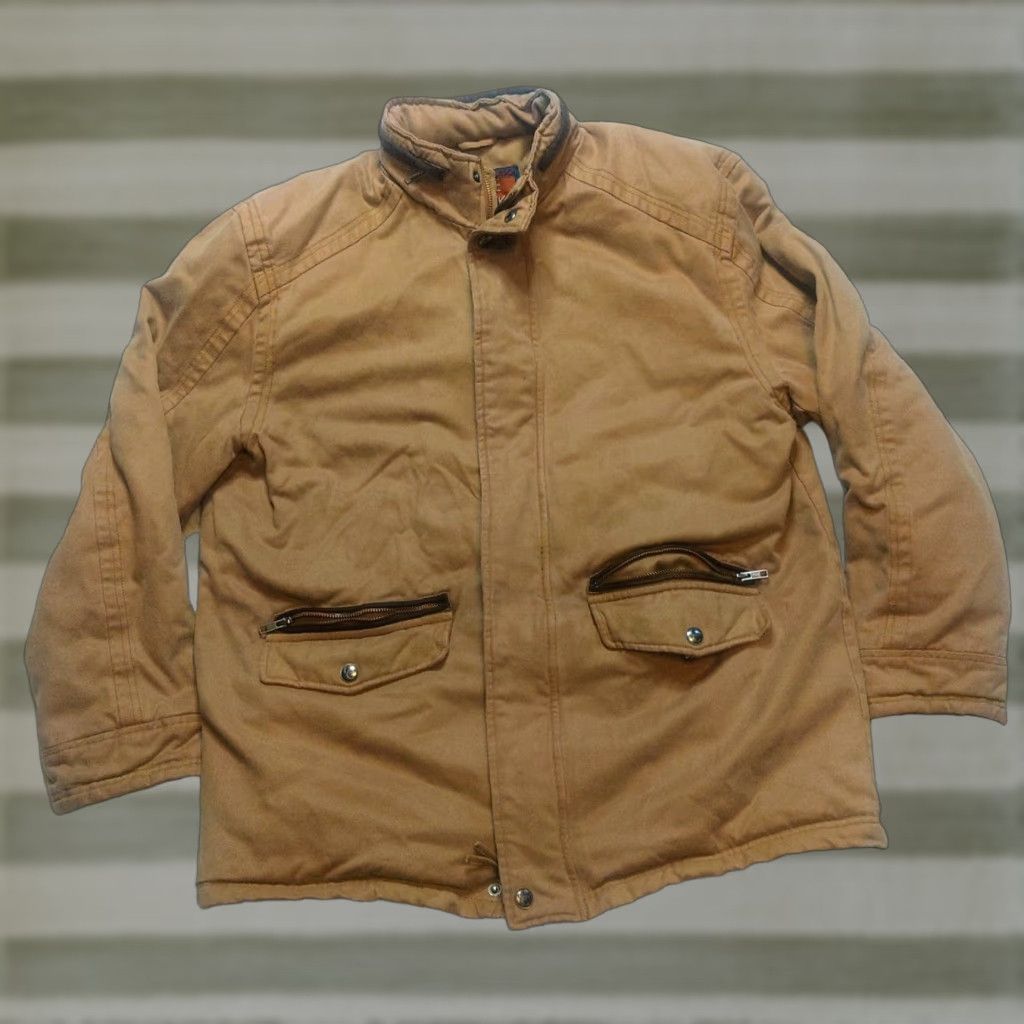 Rains VINTAGE Cripple Creek Jacket Men's Large Brown Bomber Hooded Zip Mid-Length Insulated Polyester Rain Size US L / EU 52-54 / 3 - 1 Thumbnail
