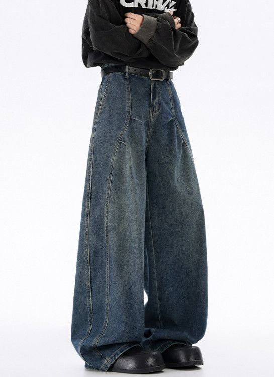 Japanese Brand American retro high street wide-leg distressed jeans Size US 32 / EU 48 - 3 Thumbnail