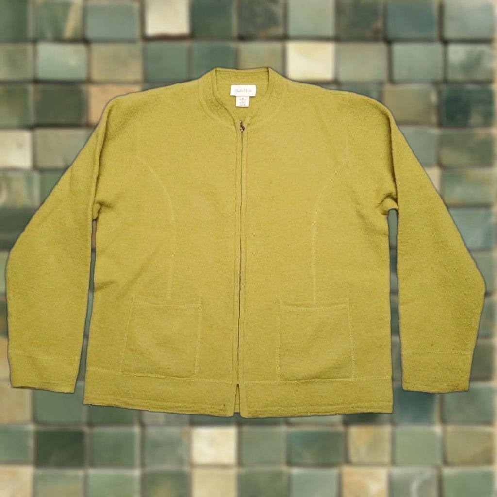 Vintage VINTAGE Studio Works Wool Cardigan Womens M Green 100% Wool Full Zip Australia Knitted Pockets Casual Womens Size M / US 6-8 / IT 42-44 - 1 Thumbnail