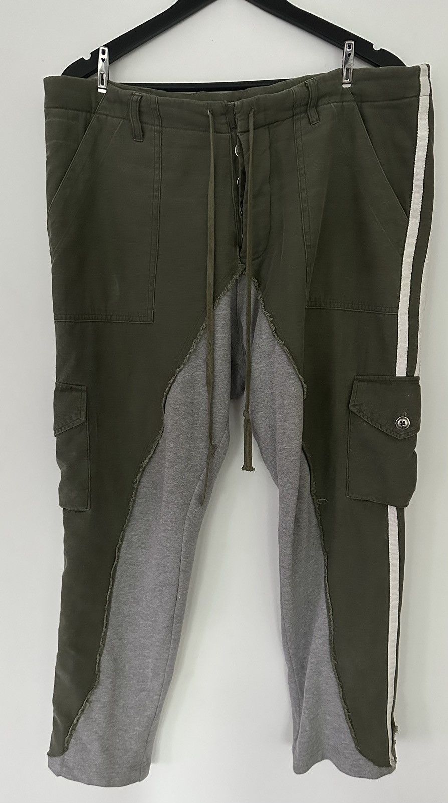 image of Greg Lauren 50/50 Cotton Fleece Pants Size 4 in Green, Men's