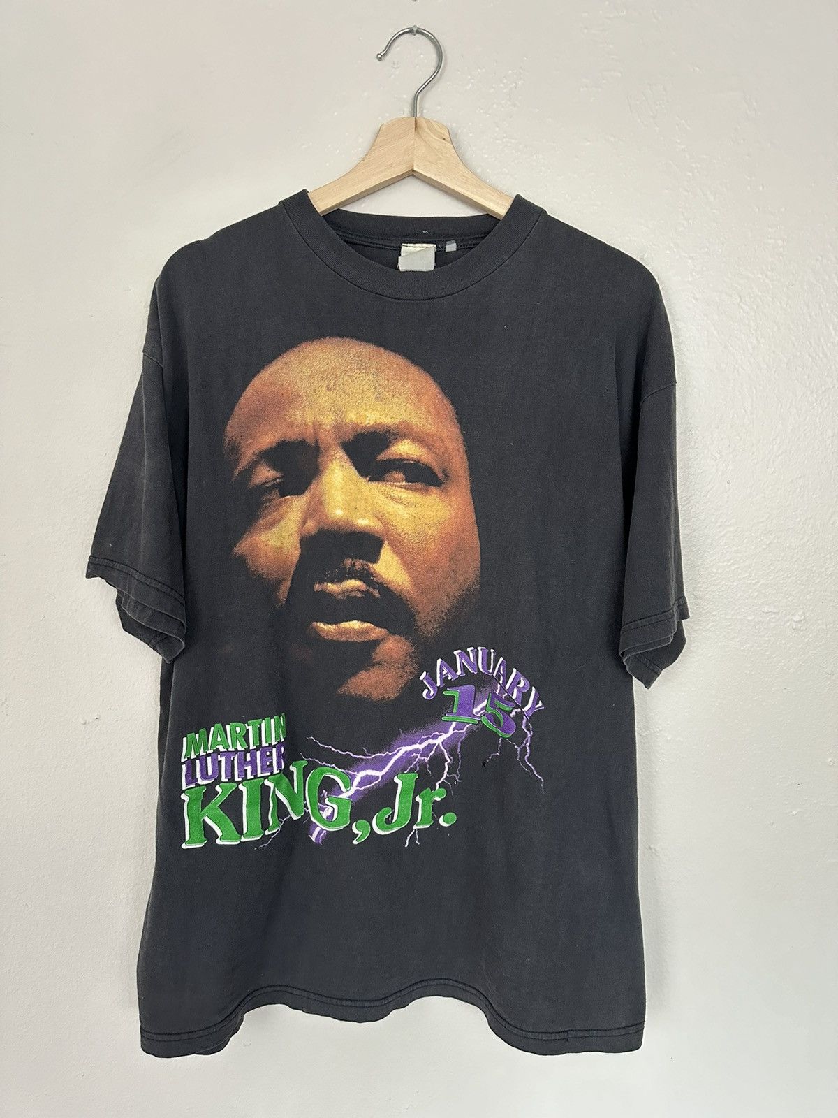 image of Vintage 90's Martin Luther King Jr ‘I Have A Dream’ Aop Tee in Black, Men's (Size XL)