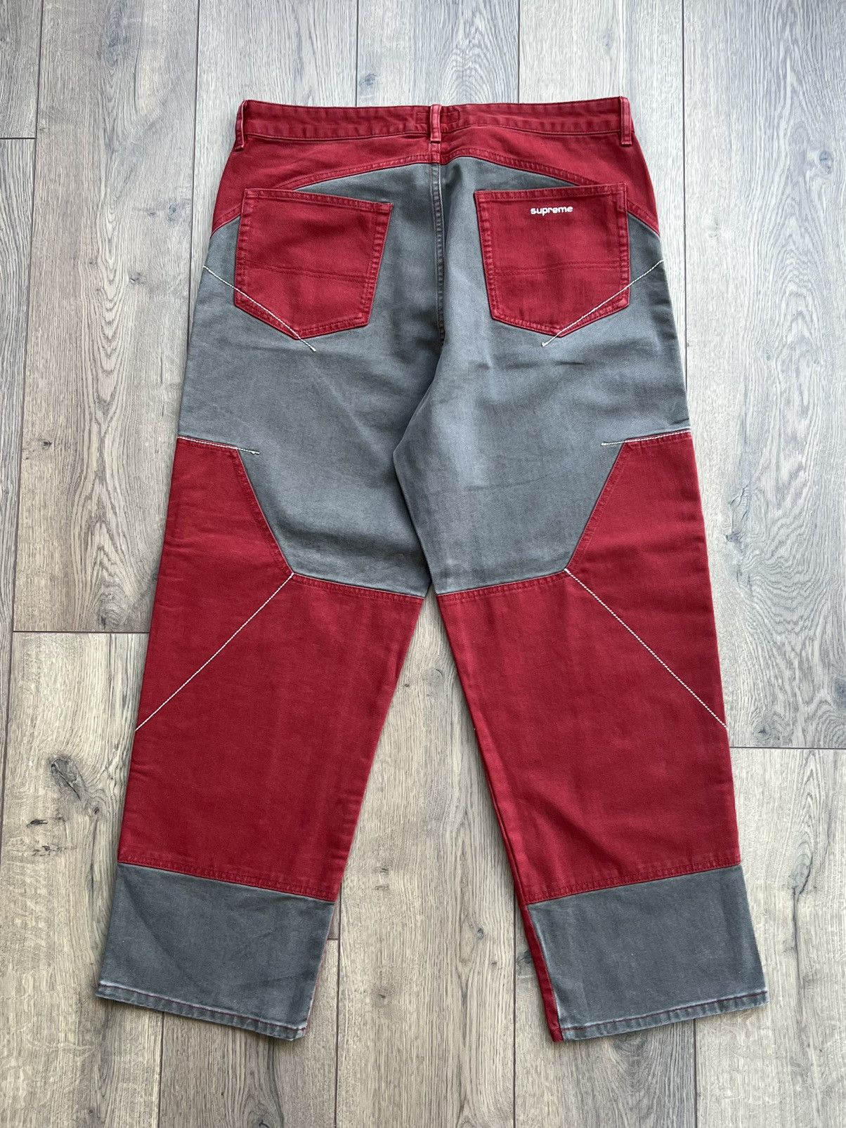 Supreme Supreme 2-Tone Paneled Denim Jeans “Red” 36 Size US 36 / EU 52 - 2 Thumbnail