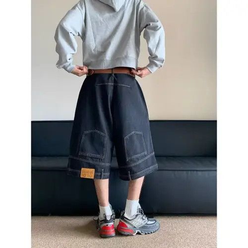 Japanese Brand Black casual washed vintage cargo denim shorts y2k Size US 32 / EU 48 - 3 Thumbnail