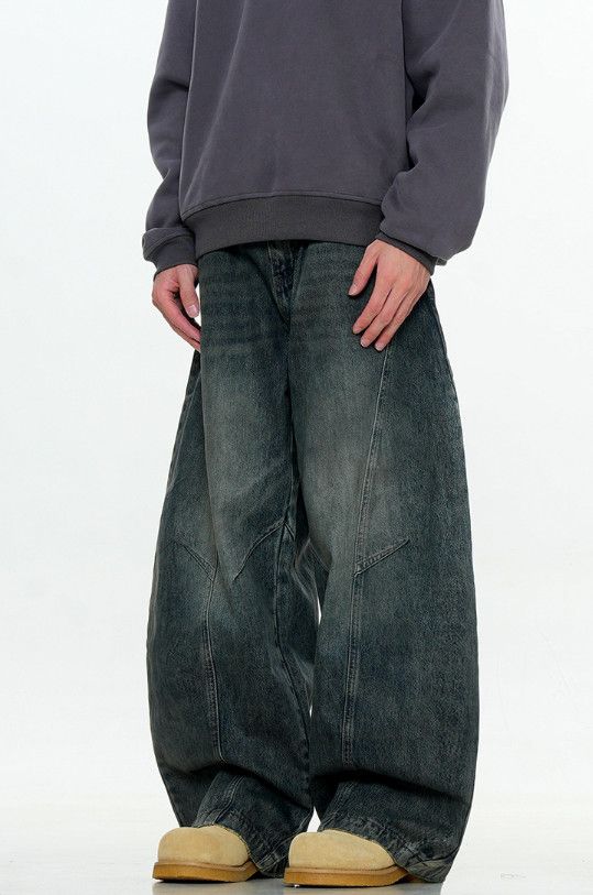 Jean Men's American retro loose wide-leg washed scimitar jeans Size US 32 / EU 48 - 3 Thumbnail
