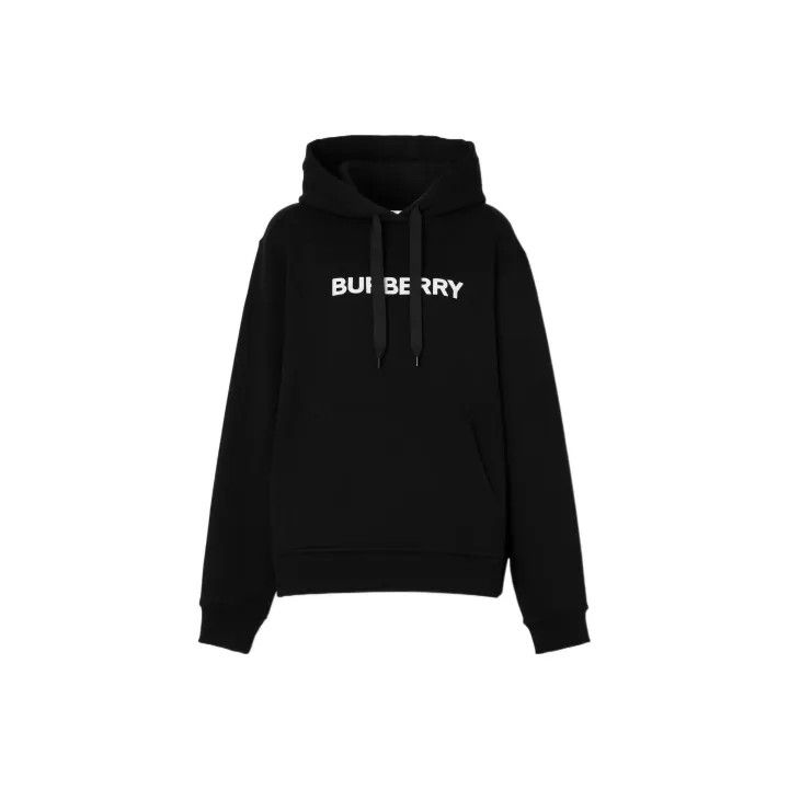Burberry Burberry Black Logo Print Hooded Sweatshirt 0079 Size S / US 4 / IT 40 - 1 Thumbnail