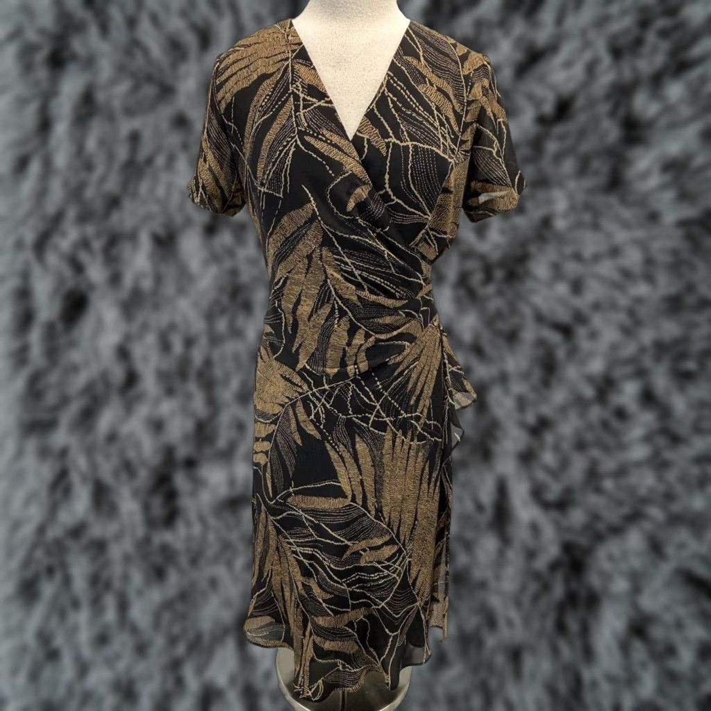 Coldwater Creek VINTAGE Coldwater Creek Sheath Dress Sz 12 Faux Wrap Black Brown Flowy Forest Fairy Midi Size XL / US 12-14 / IT 48-50 - 1 Thumbnail