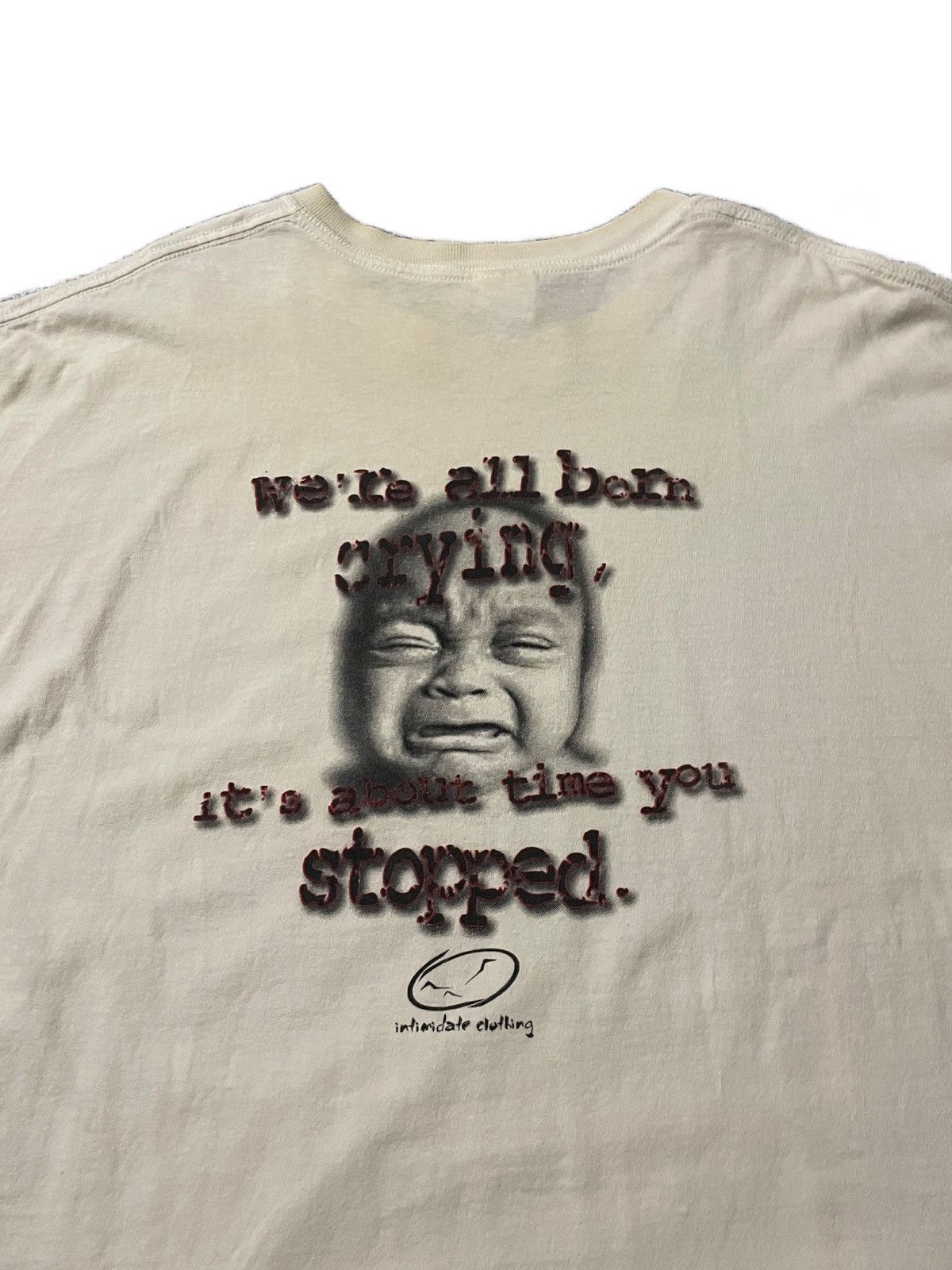 Vintage Vintage intimidate clothing white crying baby tee Size US XXL / EU 58 / 5 - 1 Thumbnail