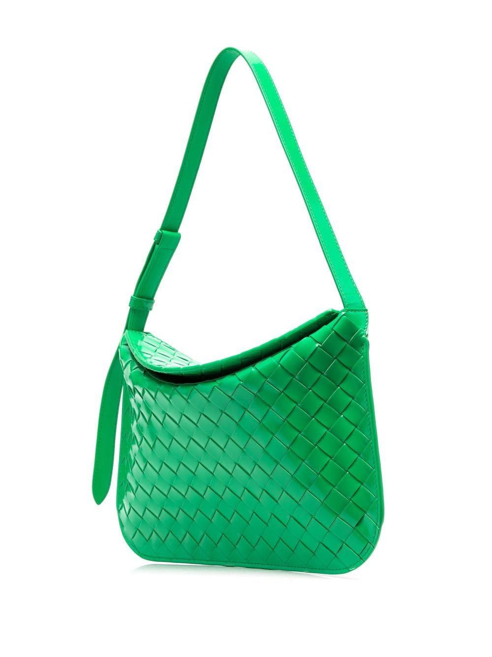 Bottega Veneta BOTTEGA VENETA green patent leather woven flap bag Size ONE SIZE - 3 Thumbnail