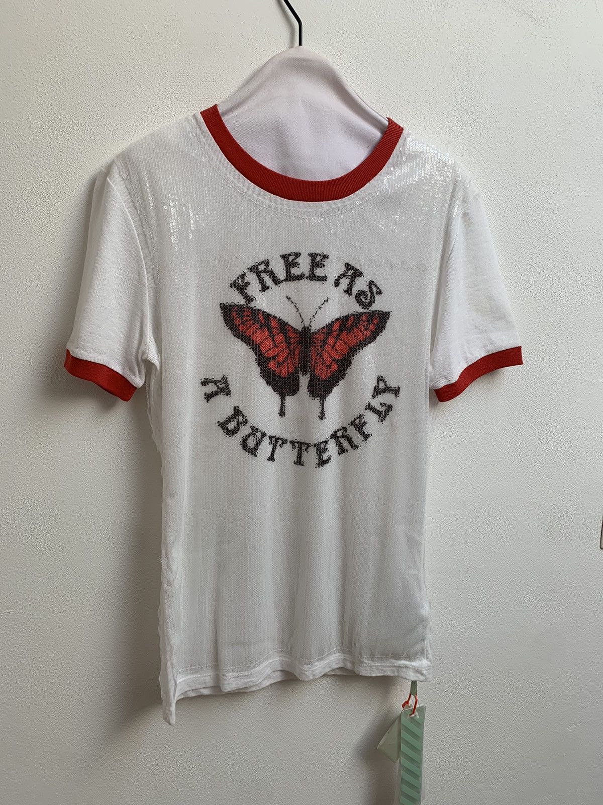 Payette Off-White Small Glitter Butterfly T-Shirt White