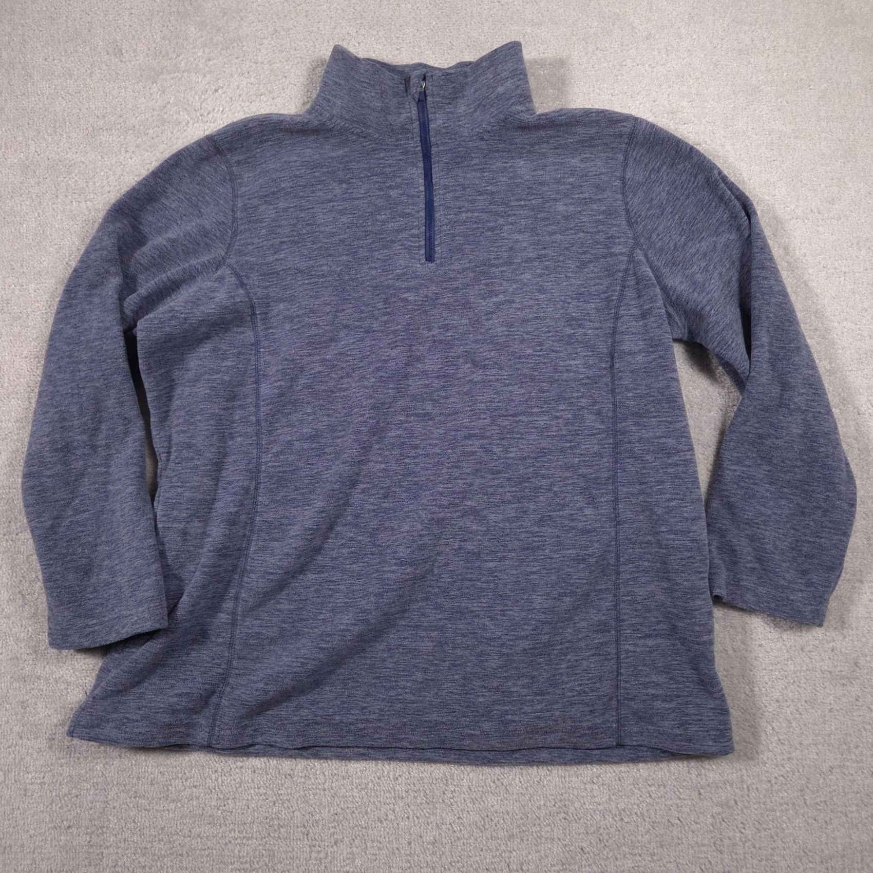 Vintage Woman Within Sweater Plus 18/20 Blue Fleece 1/4 Zip Mock Neck Pullover Shirt Womens Long Sleeve Raglan Knit Casual Winter Vintage: No? Size XXL / US 16-18 / IT 52-54 - 2 Thumbnail