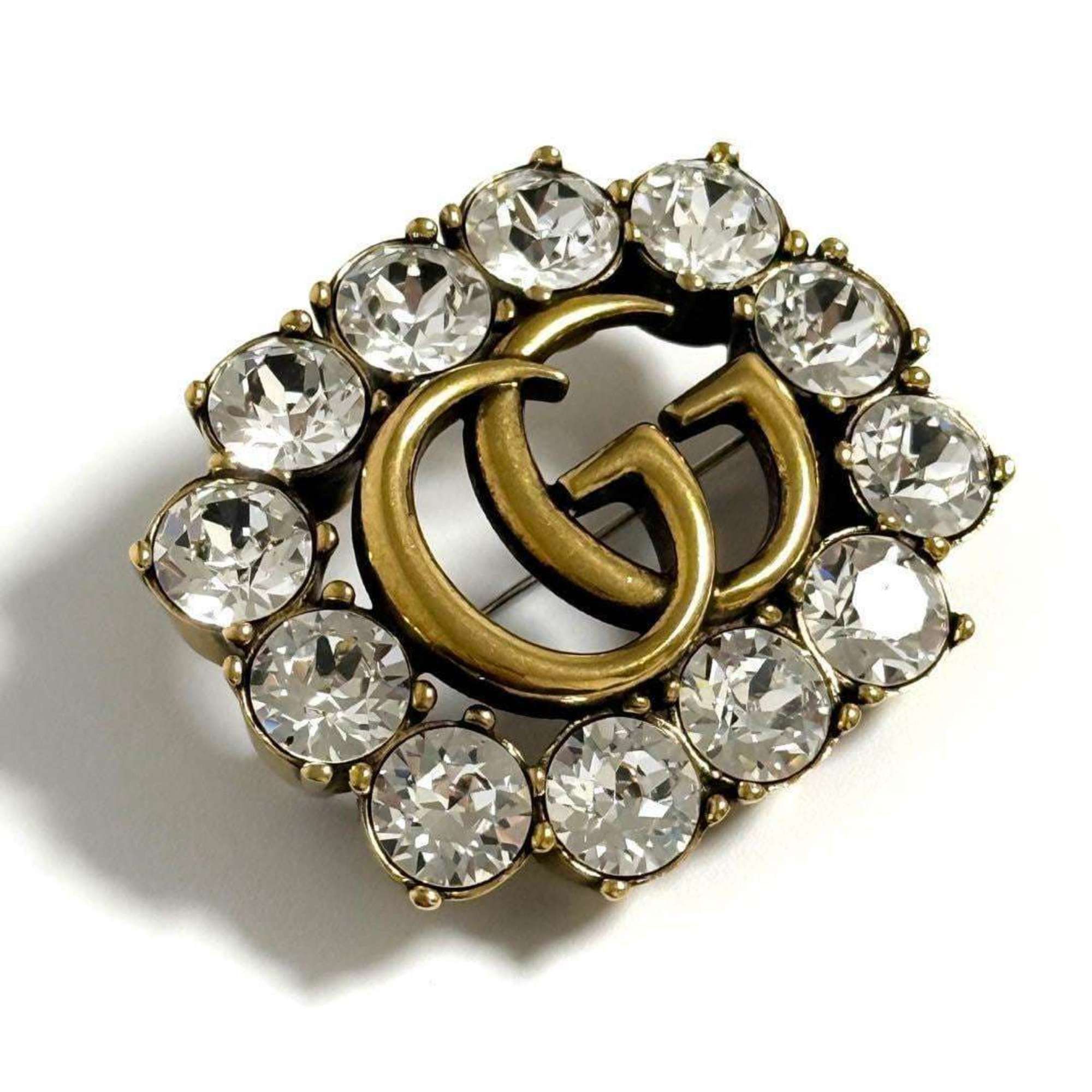 Gucci Gucci Women's Metal Double G Brooch Badge with Crystals Size ONE SIZE - 1 Thumbnail