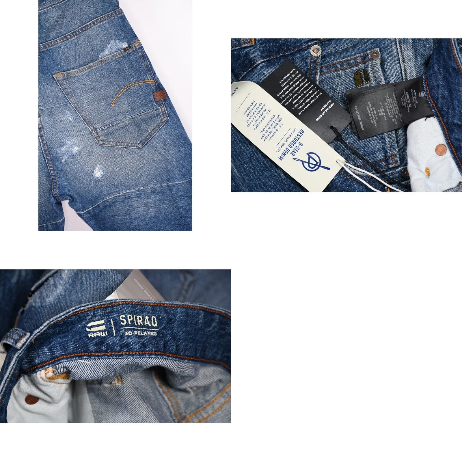 G-Star G-Star RAW Spiraq 3D Relaxed Sato Denim Medium Aged Restored Jeans 32/32 Men Blue Cotton Regular Size-32/32 Mens Size US 32 / EU 48 - 8 Thumbnail