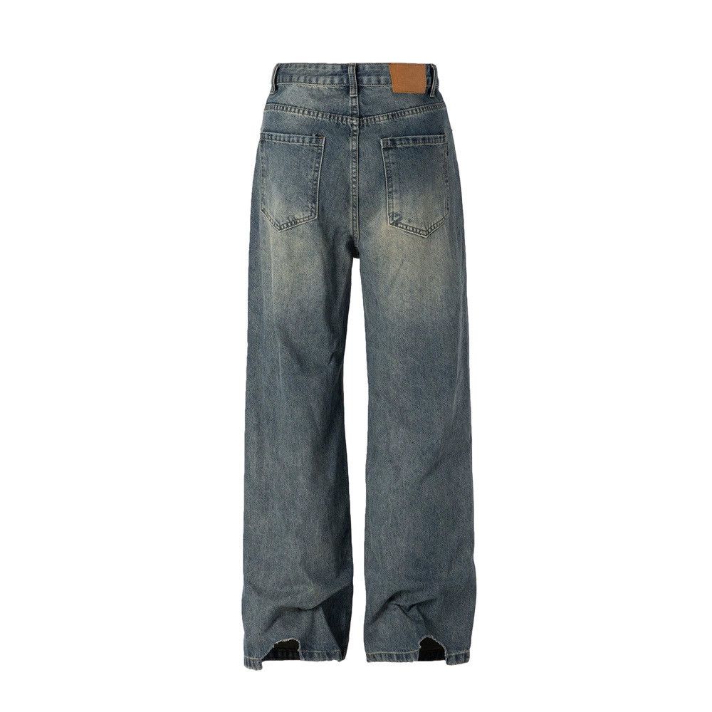 Jean Men's loose casual straight distressed washed jeans Size US 32 / EU 48 - 2 Thumbnail