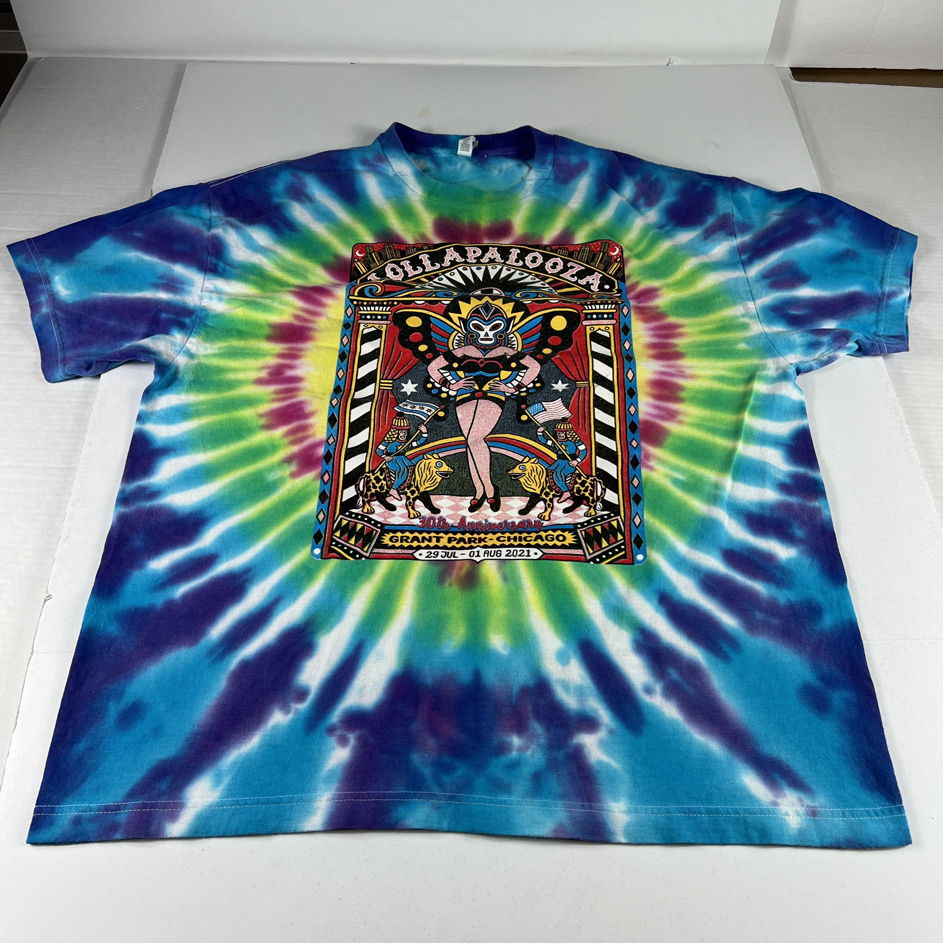 Other Lollapalooza 30 Anniversary Shirt Blue Tie Dye Short Sleeve Size US XL / EU 56 / 4 - 1 Thumbnail