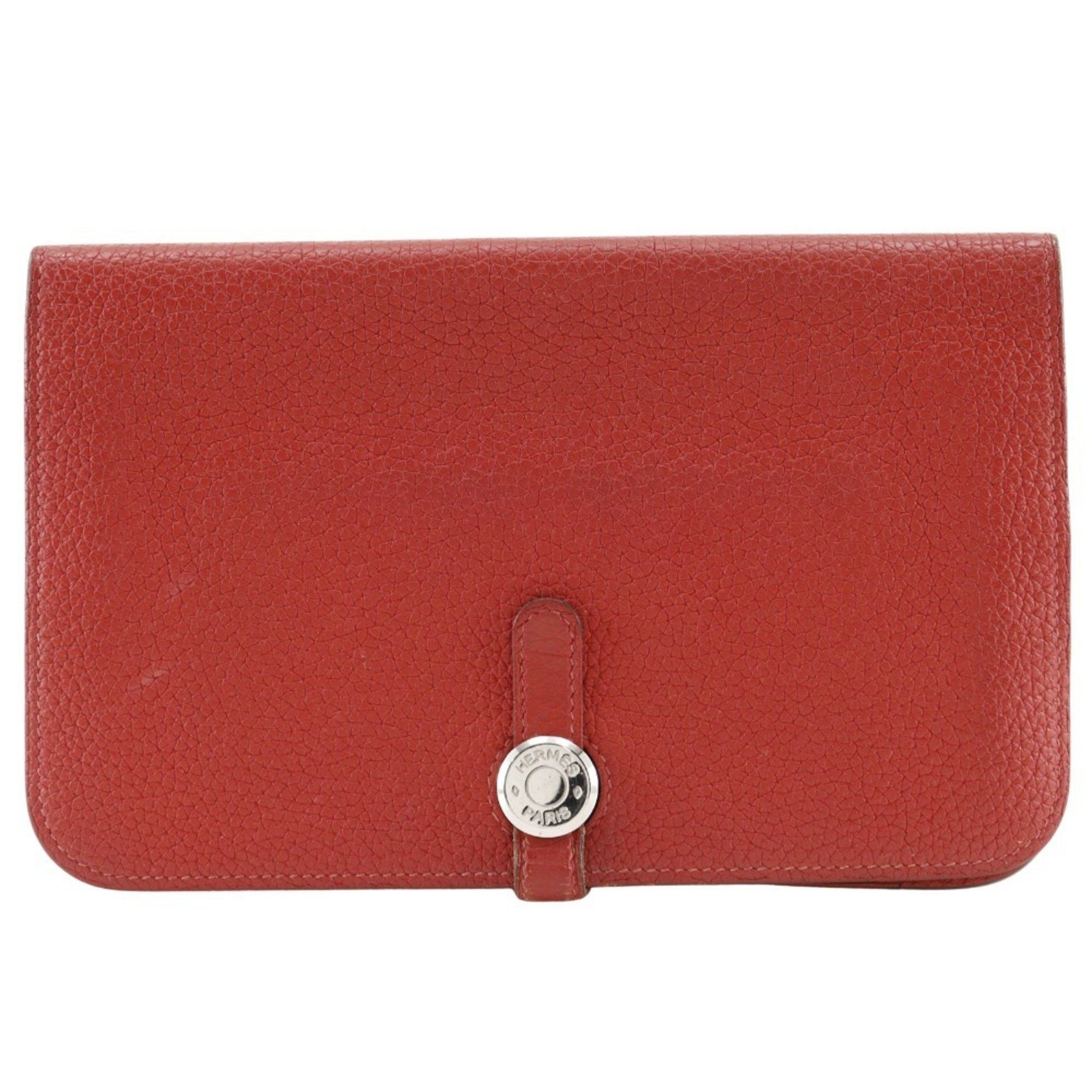Hermes Hermes Dogon GM Long Wallet Taurillon Clemence 2014 Red □R Belt Clasp Ladies Size ONE SIZE - 1 Thumbnail