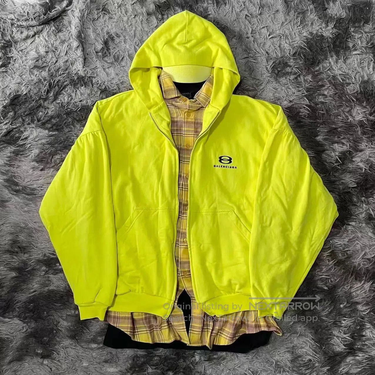 Balenciaga Yellow Zip-Front Hooded Sweatshirt. Size US S / EU 44-46 / 1 - 1 Thumbnail