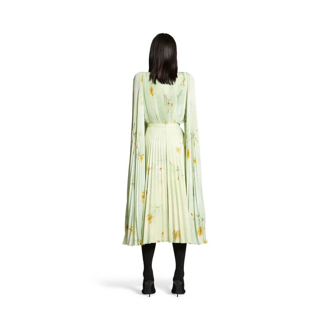 Balenciaga o1bcso1str0525 Lilies Printed Pleated Skirt in Multicolor Size 28" / US 6 / IT 42 - 4 Thumbnail