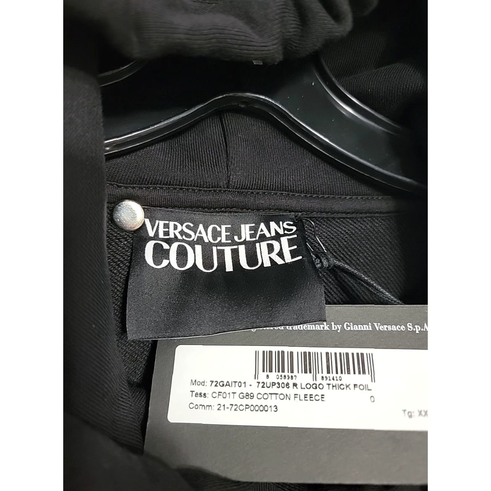 Versace Jeans Couture VERSACE JEANS COUTURE HOODIE BLACK 2XL Mens Logo Graphic Print Cotton Long Sleeve Casual Hoodie Size US XXL / EU 58 / 5 - 2 Thumbnail