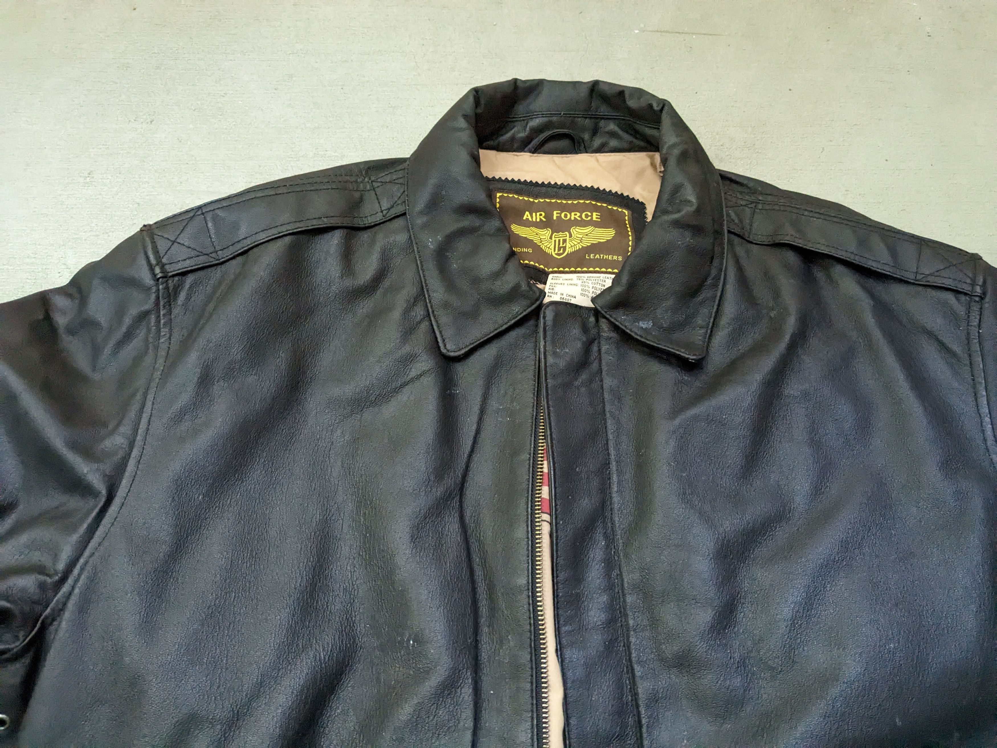 Genuine Leather Air Force Leather Jacket Black Size XL Tall Bomber XLT Size US XL / EU 56 / 4 - 7 Thumbnail