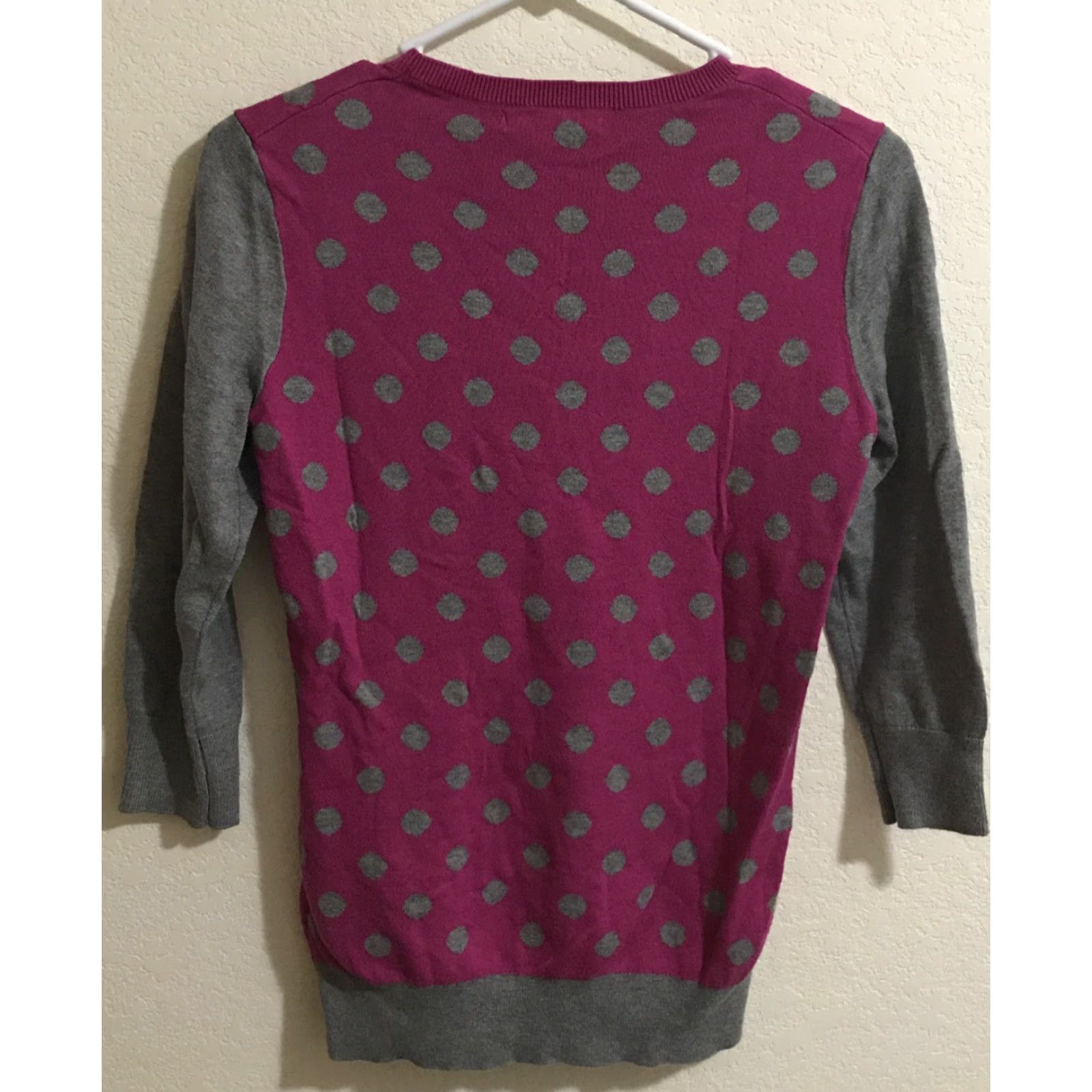 Banana Republic Banana Republic Sweater Top 3/4 Sleeve XS Multicolor Polka Dot Gray Pink Size XS / US 0-2 / IT 36-38 - 2 Thumbnail