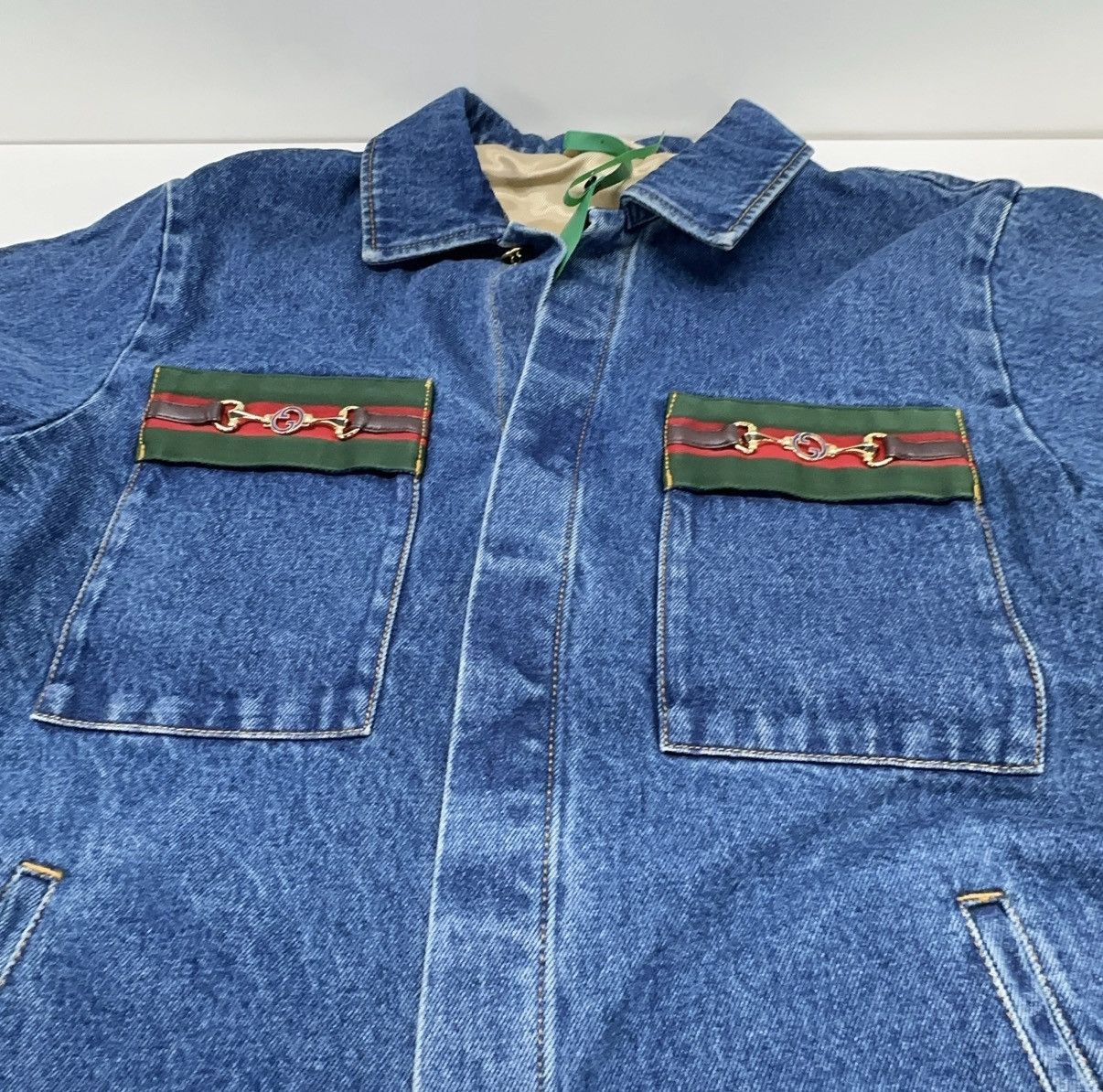 Gucci Gucci Web Stripe & Horsebit Logo Denim Jacket Size US S / EU 44-46 / 1 - 8 Thumbnail