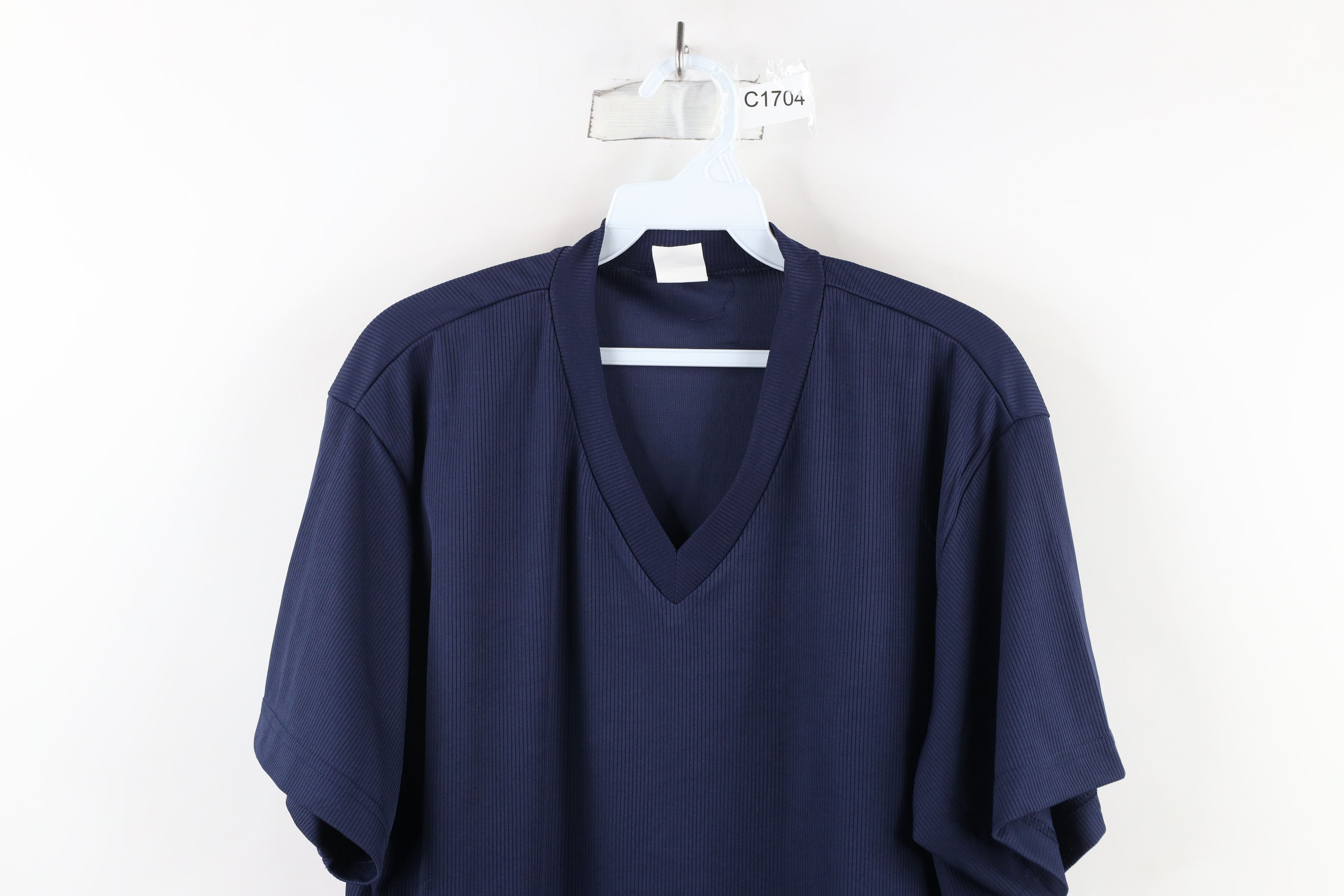 Vintage Vintage 90s Streetwear Knit Short Sleeve V-Neck T-Shirt Blue Size US XL / EU 56 / 4 - 2 Thumbnail