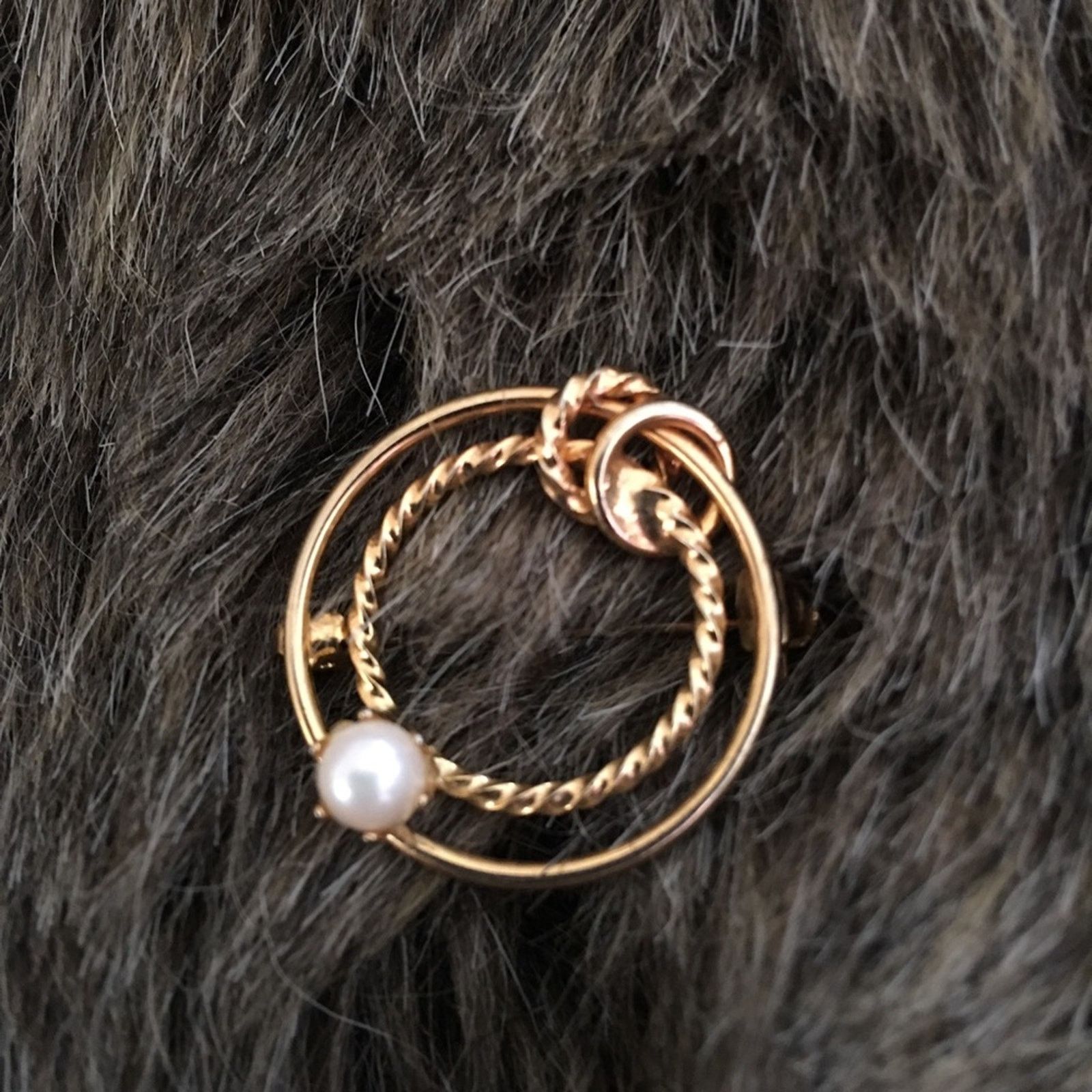 Vintage Vintage 80s gold tone rope style pearl pin brooch Size ONE SIZE - 4 Thumbnail
