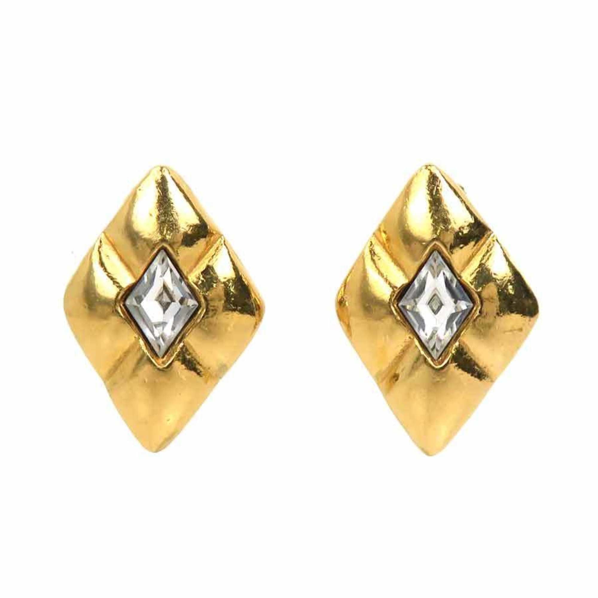 Chanel CHANEL Earrings, Metal/Rhinestone, Gold/Silver, Women's, e61264a Size ONE SIZE - 1 Thumbnail