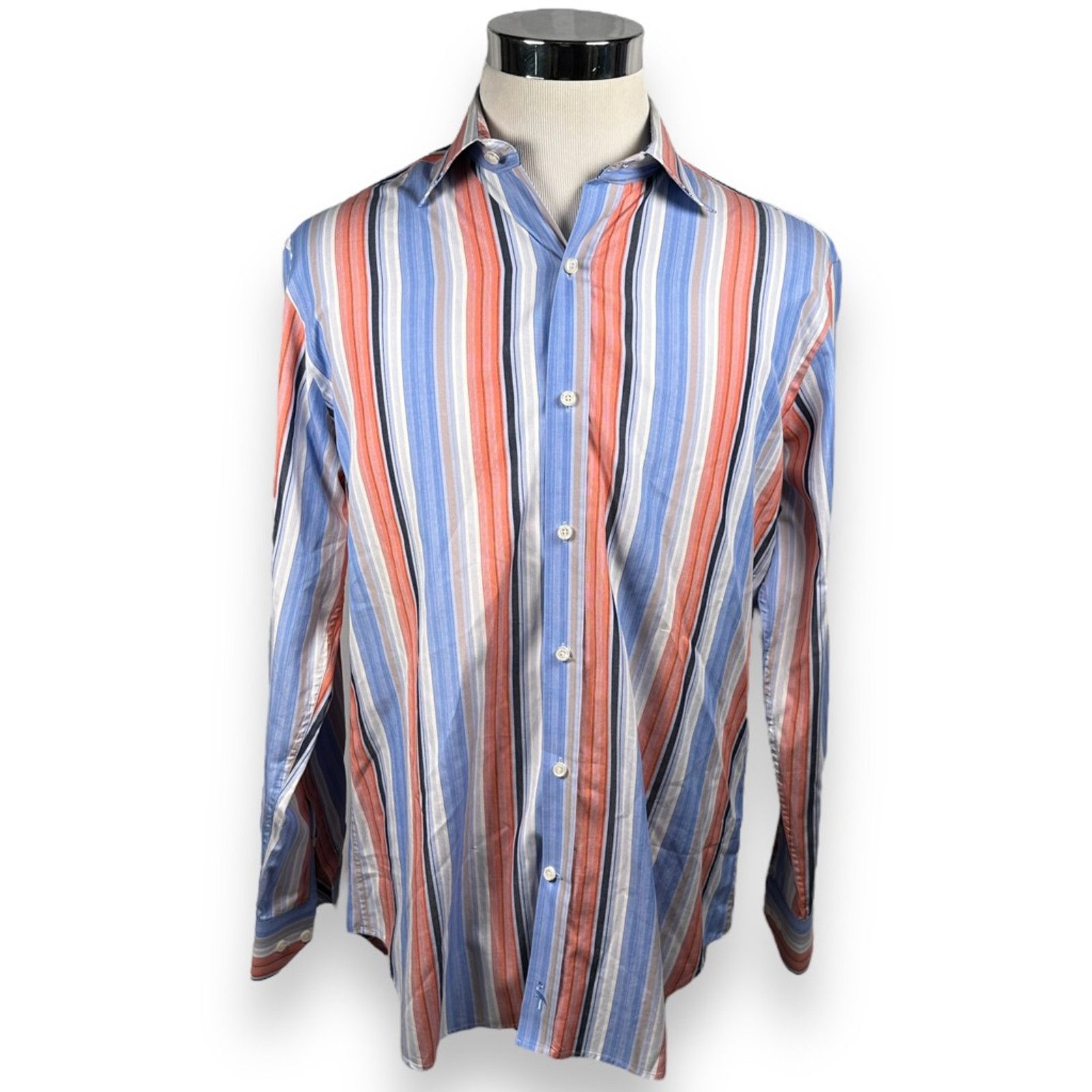 Tailorbyrd Tailorbyrd Button Up Shirt Blue Striped Long Sleeve Cotton L Size US L / EU 52-54 / 3 - 1 Thumbnail