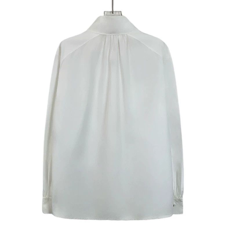 Chanel ChanelWhite gold buckle cotton lapel long-sleeved shirt 250 Size US XS / EU 42 / 0 - 2 Thumbnail