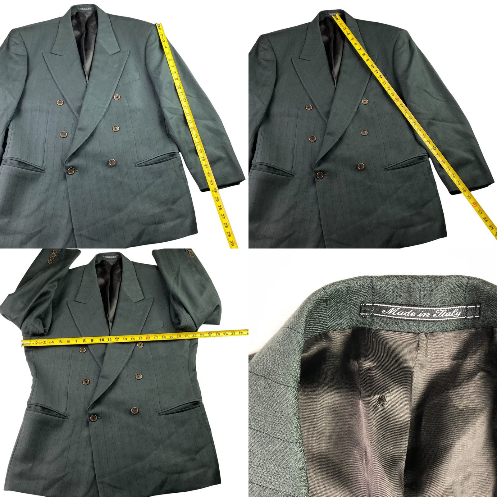 Lubiam Lubiam Two Button Mens 42 Green VTG Men Wool Blazer Stripe Italy 42R Size 42R - 8 Thumbnail