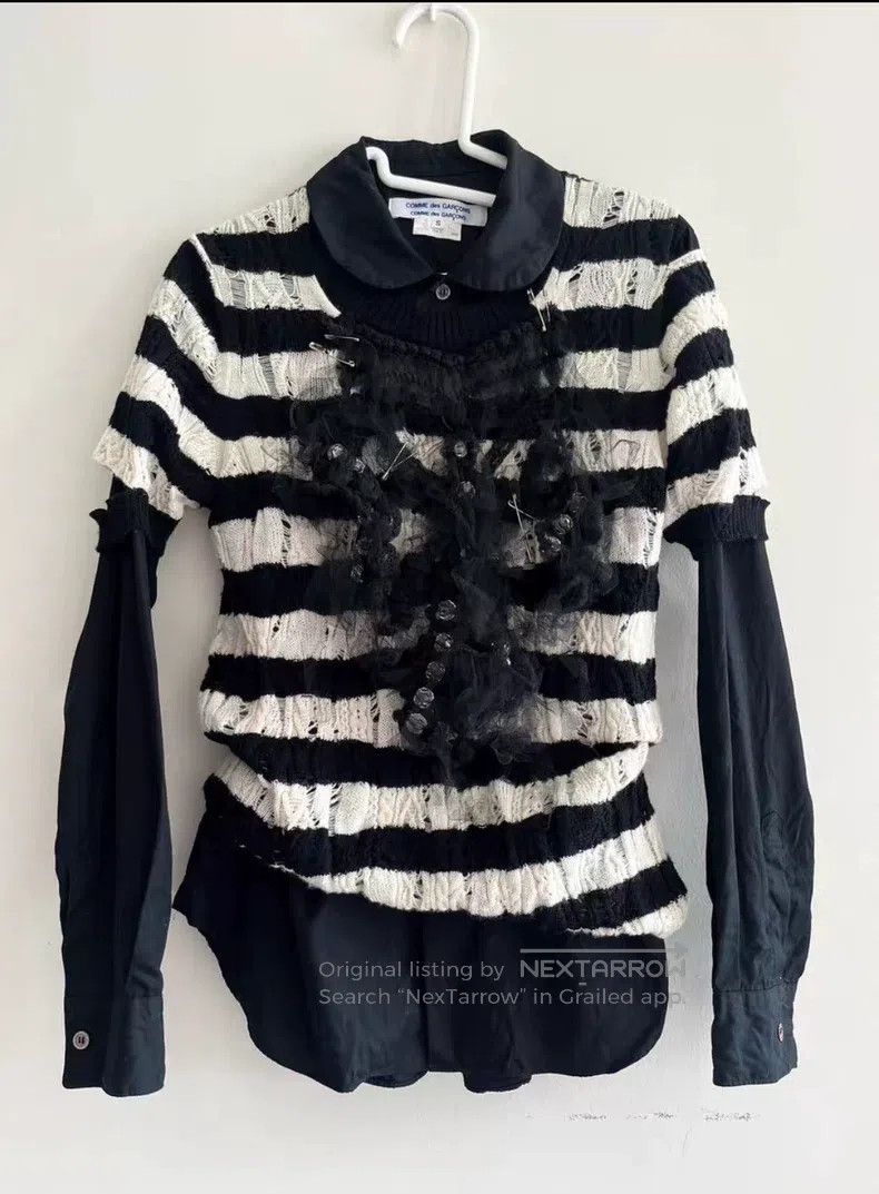 Comme des Garcons Comme Des Garcons Black and white pin-netted holey knitted Size S / US 4 / IT 40 - 1 Thumbnail