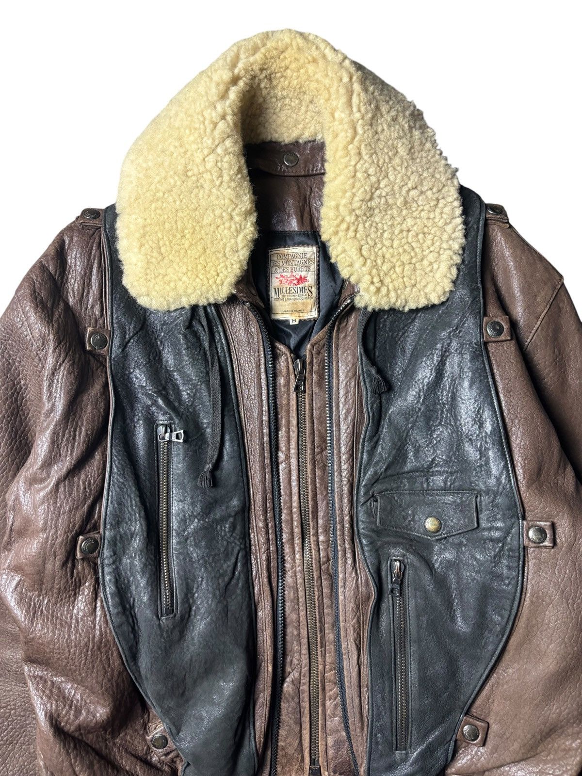 Marithe + Francois Girbaud 1980s Millesimes Shearling Leather Bomber Jacket Size US L / EU 52-54 / 3 - 5 Thumbnail