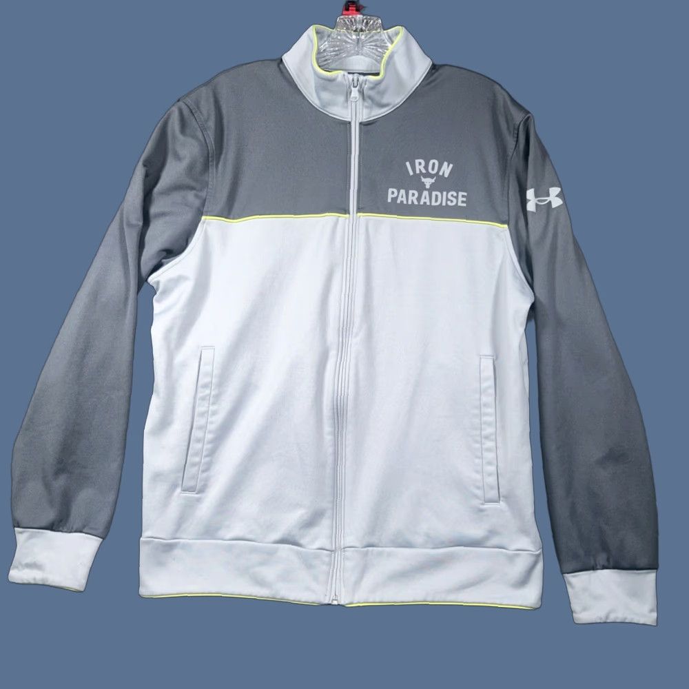 Under Armour Under Armour Mens Track Jacket Full Zip Grey Medium Regular Size M Activewear Sports Rock Paradise Size US M / EU 48-50 / 2 - 1 Thumbnail
