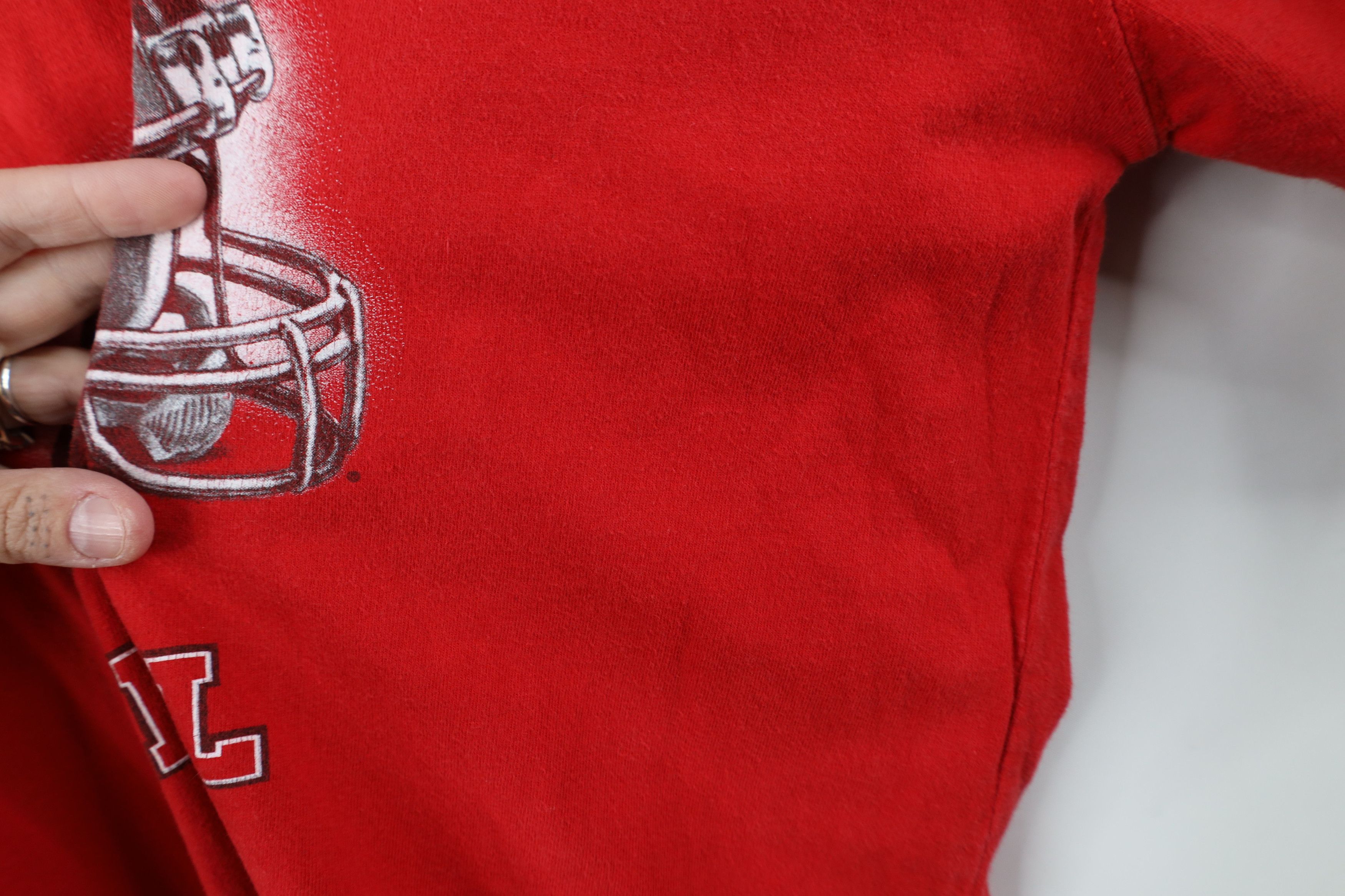 Vintage Vintage 90s Spell Ohio State University Football T-Shirt Red Size US XL / EU 56 / 4 - 9 Thumbnail