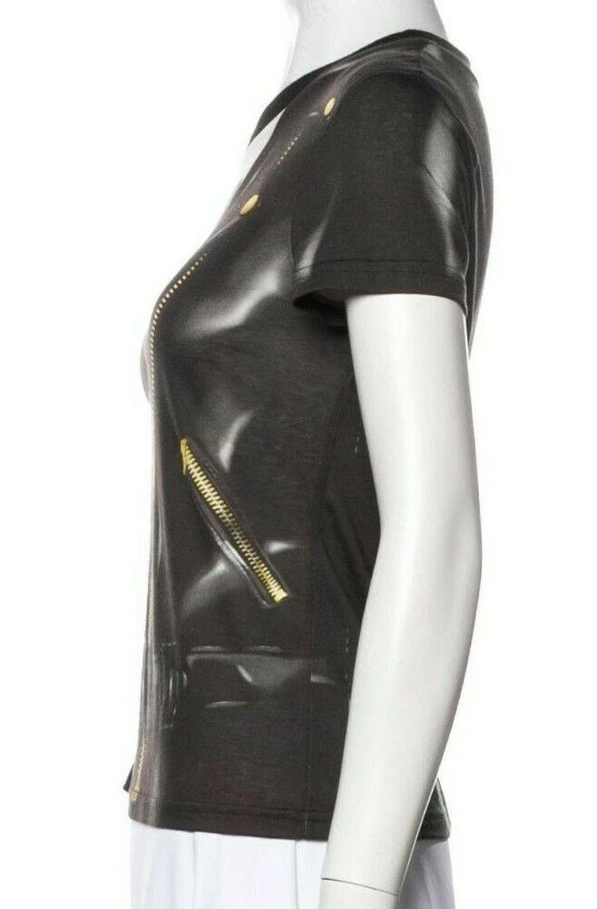 Moschino Moschino Couture Black Leather Jacket Print Top Size S / US 4 / IT 40 - 5 Thumbnail